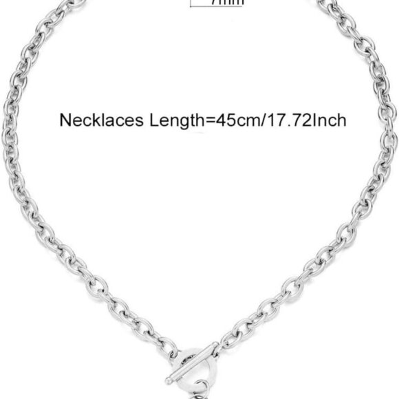 Elegent Love Stainless Steel Link Chain Blank Heart Charms Necklace for Women To - Picture 2 of 9
